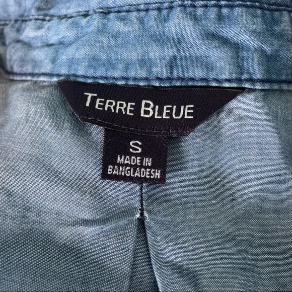 Jean Shirt Button Down Blue Denim Chambray - Picture 7 of 8